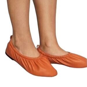 Everlane NWOB The Scruch Flat Elastic Ballet Orange Leather Flats Size 10 Comfy